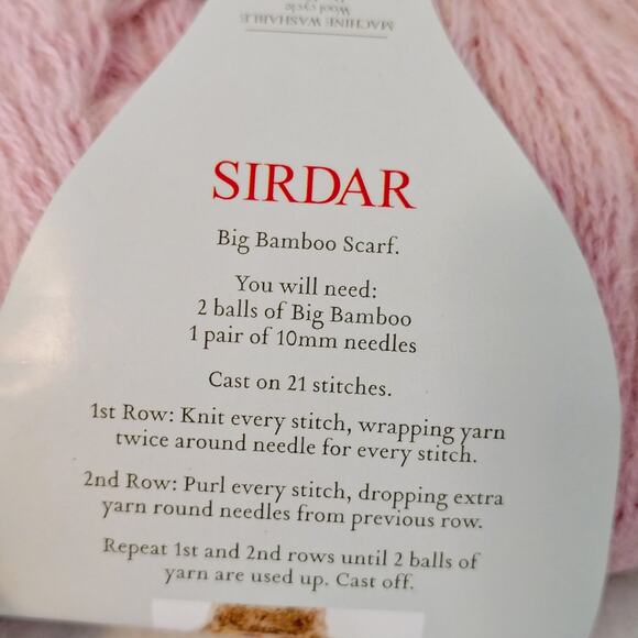 Sirdar Big Bamboo Shade 0208 Pink Yarn Lot Bundle10 Skeins 40m/44y Wool BlendNEW - Picture 3 of 5